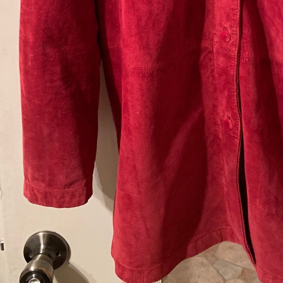 Nordstrom Women's Red Genuine Leather Button Coat Jacket XL - Picture 2 of 7